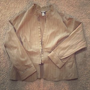 Lane Bryant: Venezia tan Jacket with ruffles